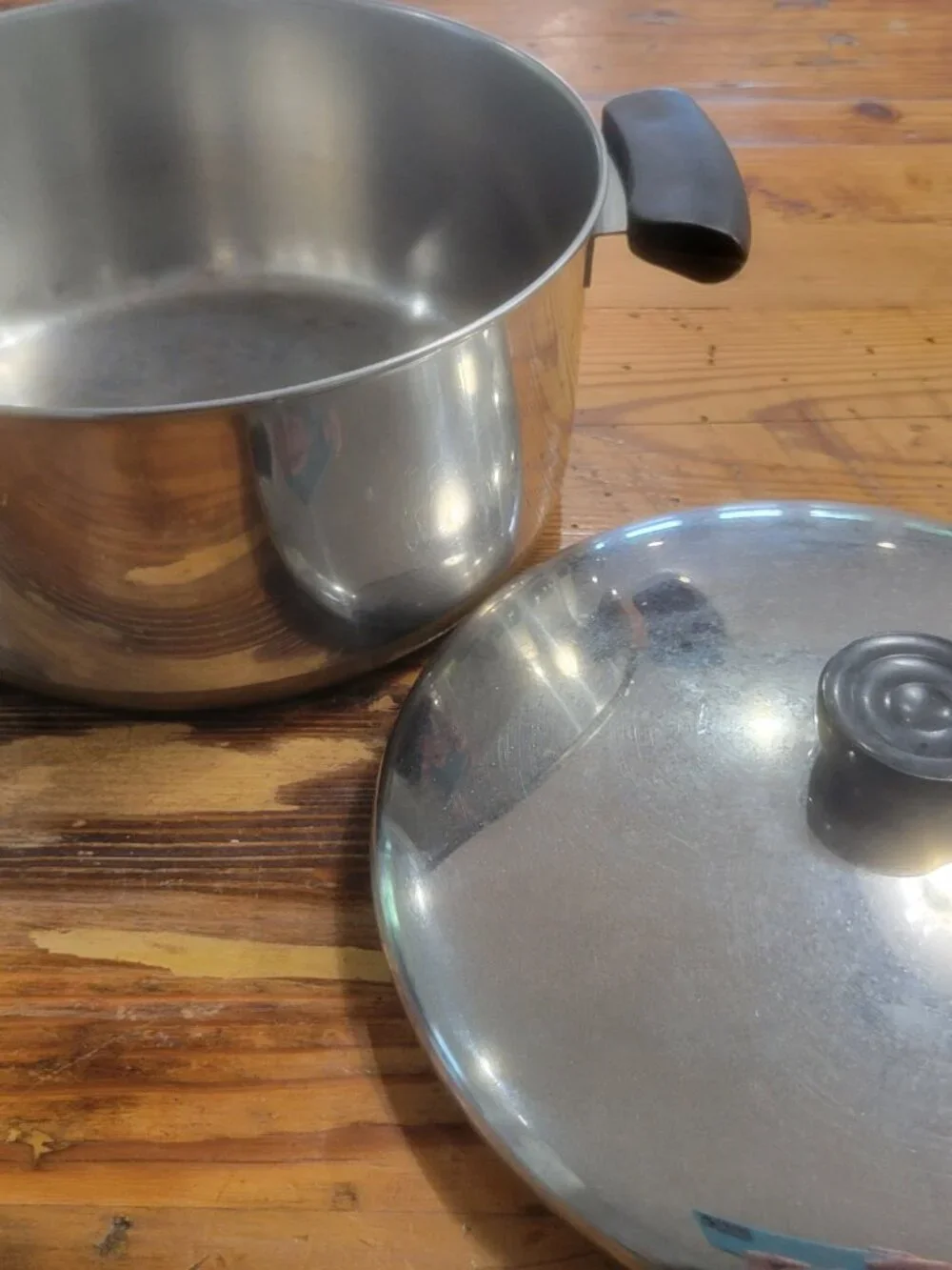 Revere Ware 1801 Stock Pot 4 Qt Copper Bottom Stainless Steel 2363973 with Lid